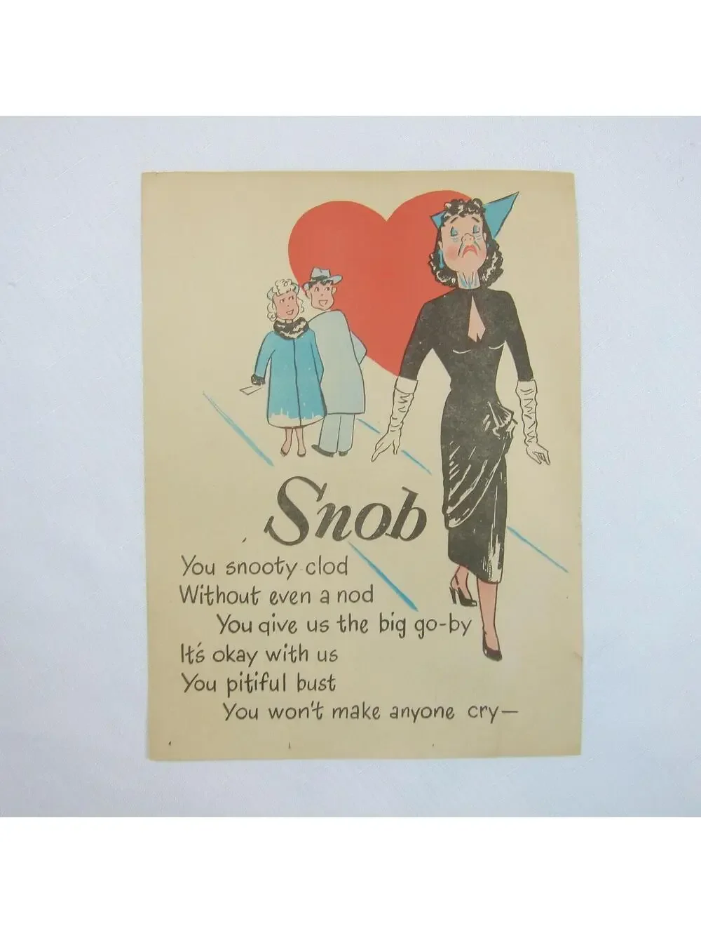 Vintage Vinegar Valentine Snob Penny Dreadful Sarcasm Insult Poem Ephemera 8x10